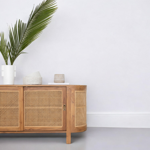 Rattan & Solid Wood Cabinet