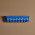 Hand‑Carved Mango Wood Floating Shelf — Jharokha Arch Design, Distressed Finish, 85 × 23 × 20 cm (6 kg)