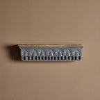 Hand‑Carved Mango Wood Floating Shelf — Jharokha Arch Design, Distressed Finish, 85 × 23 × 20 cm (6 kg)