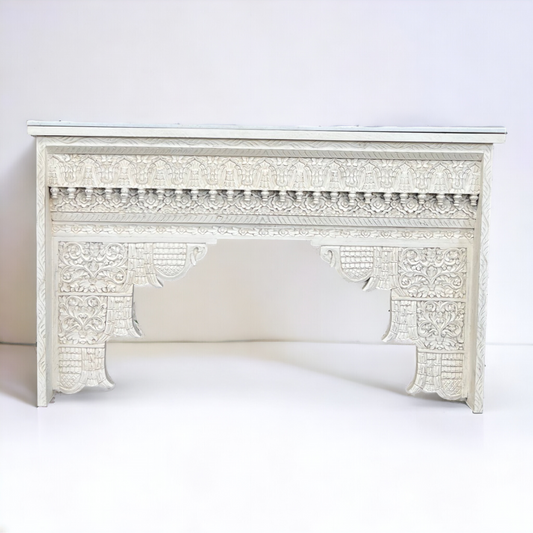 Handcarved Wooden Console Table