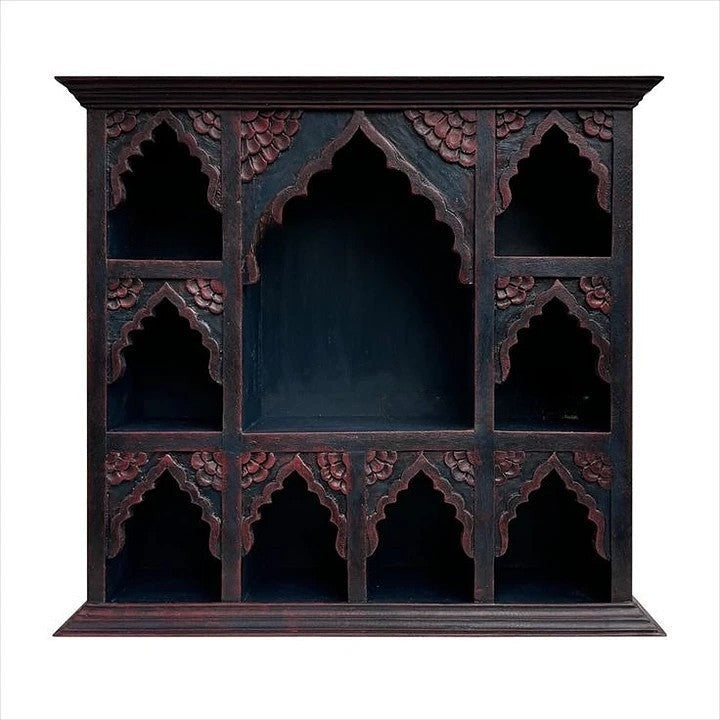 Timeless Elegance Antique Wall Decor Cabinet | Jharokha Design Mango Wood Shelf