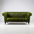 Emerald Elegance Chesterfield 3-Seater Leather Sofa – Handcrafted Comfort by Living Furn India