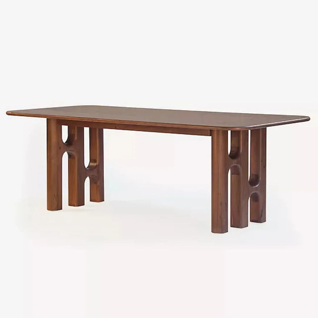 Acacia Grandeur 8-Seater Natural Wood Dining Table – Handcrafted by Living Furn India