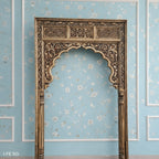 mango wood mirror, jharokha mirror, arched mirror, carved mirror, full size mirror, indian mirror, boho mirror, farmhouse mirror, distressed mirror, antique finish, vertical mirror, entryway mirror, wall mirror, statement mirror, palace mirror, scalloped arch, floral carving, foliate spandrels, fluted pilasters, rope border, vine border, jaali frieze, layered molding, vintage inspired, artisan made, handcrafted in india, solid wood frame, ready to hang, iron hooks, kiln dried wood, reinforced joinery, livin