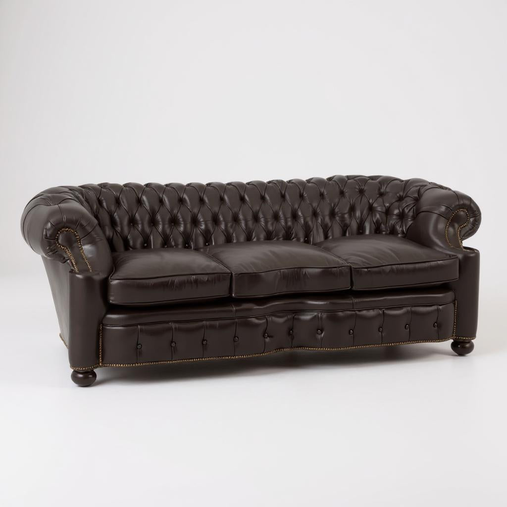 Bristol Noir Luxe Leather 3-Seater Sofa – Handcrafted Comfort by Living Furn India