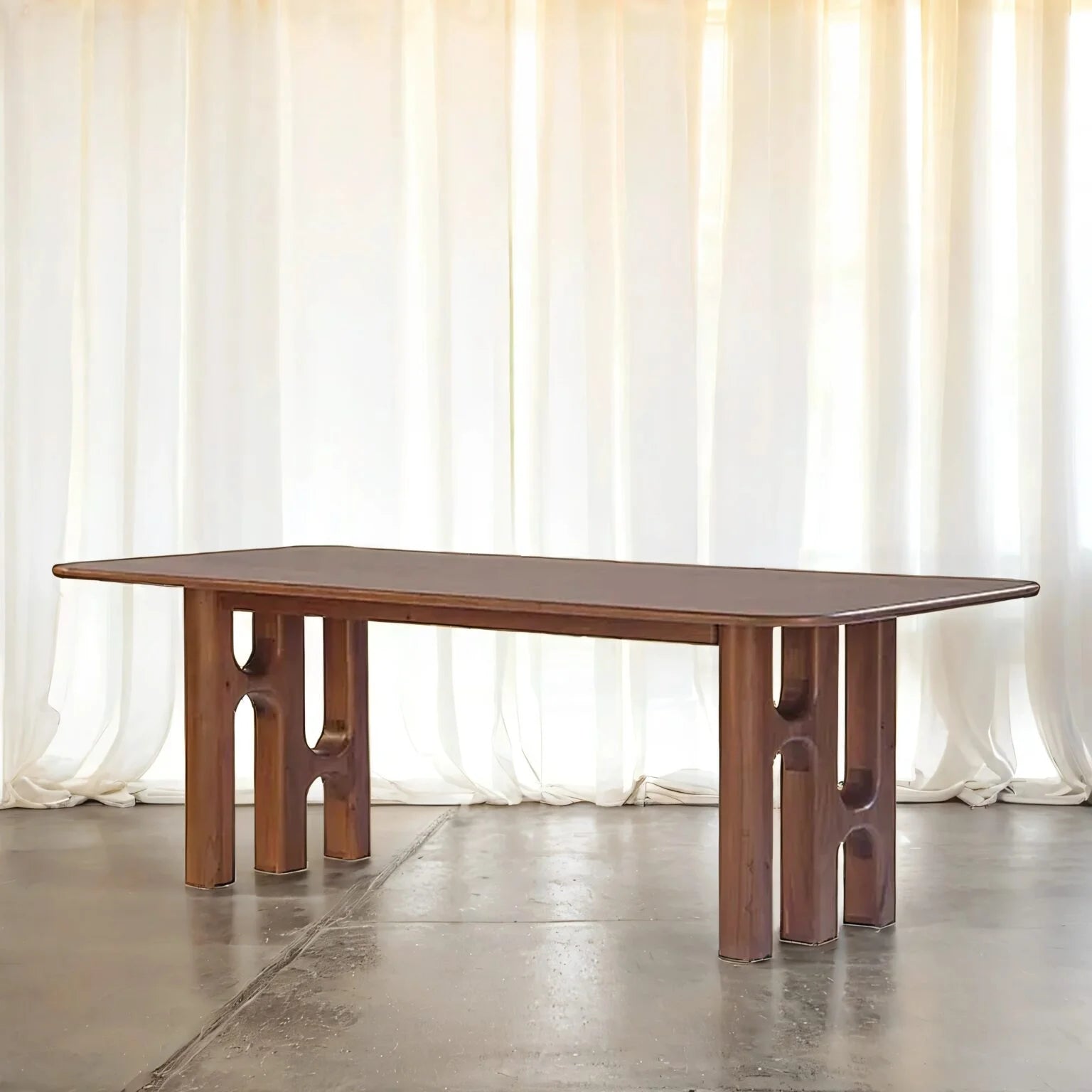 Acacia Grandeur 8-Seater Natural Wood Dining Table – Handcrafted by Living Furn India