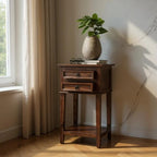 ContempoPeak Sheesham Wood Side Table – 16" Square, 30" High, Unique Contemporary Design by Living Furn India