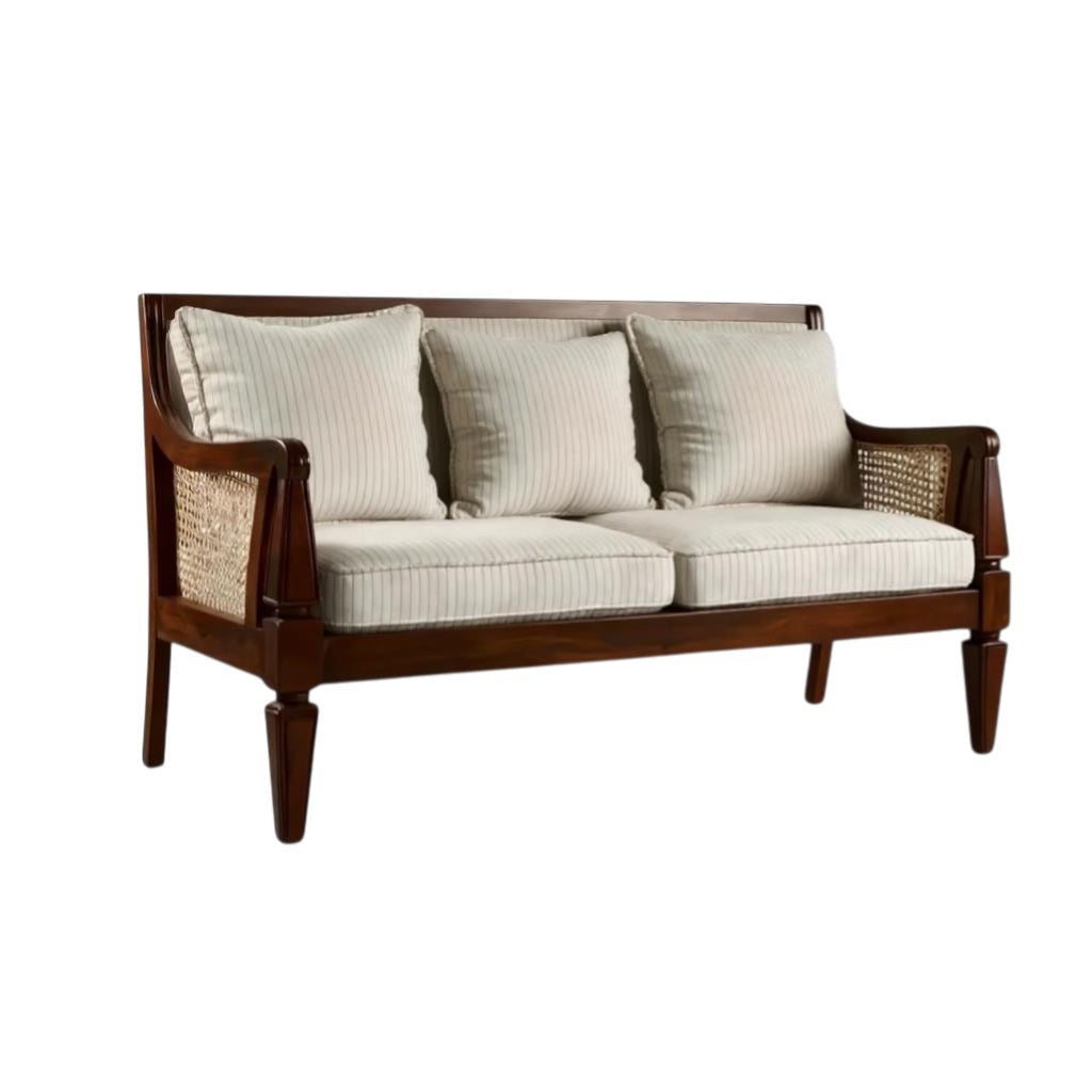 Handcrafted Solid Mango Wood Cane Chair – Single & Three Seater | Customizable Designer Armchair by Living Furn India