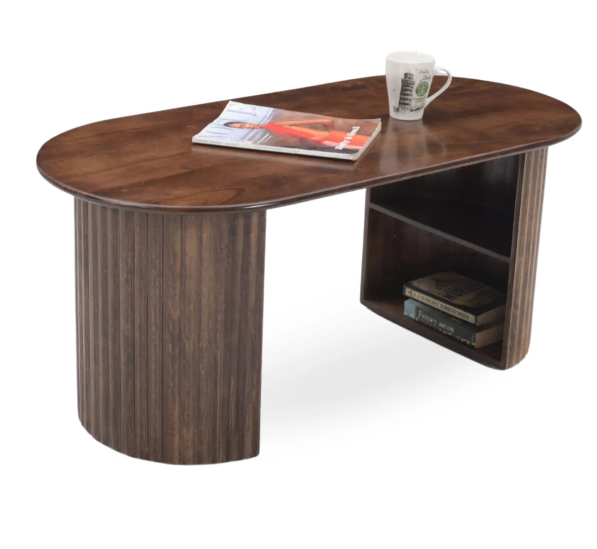 Solid Mango Wood Center Table – Walnut & Honey Finish Options, Handcrafted by Living Furn India