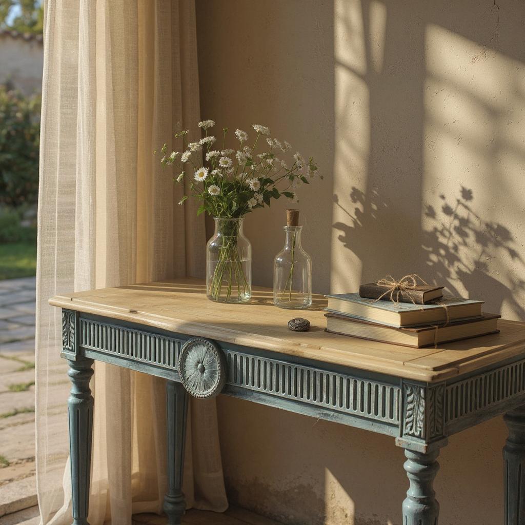 Farmhouse Blue Solid Mango Wood Console Table – Handcrafted Large Entryway Accent by Living Furn India