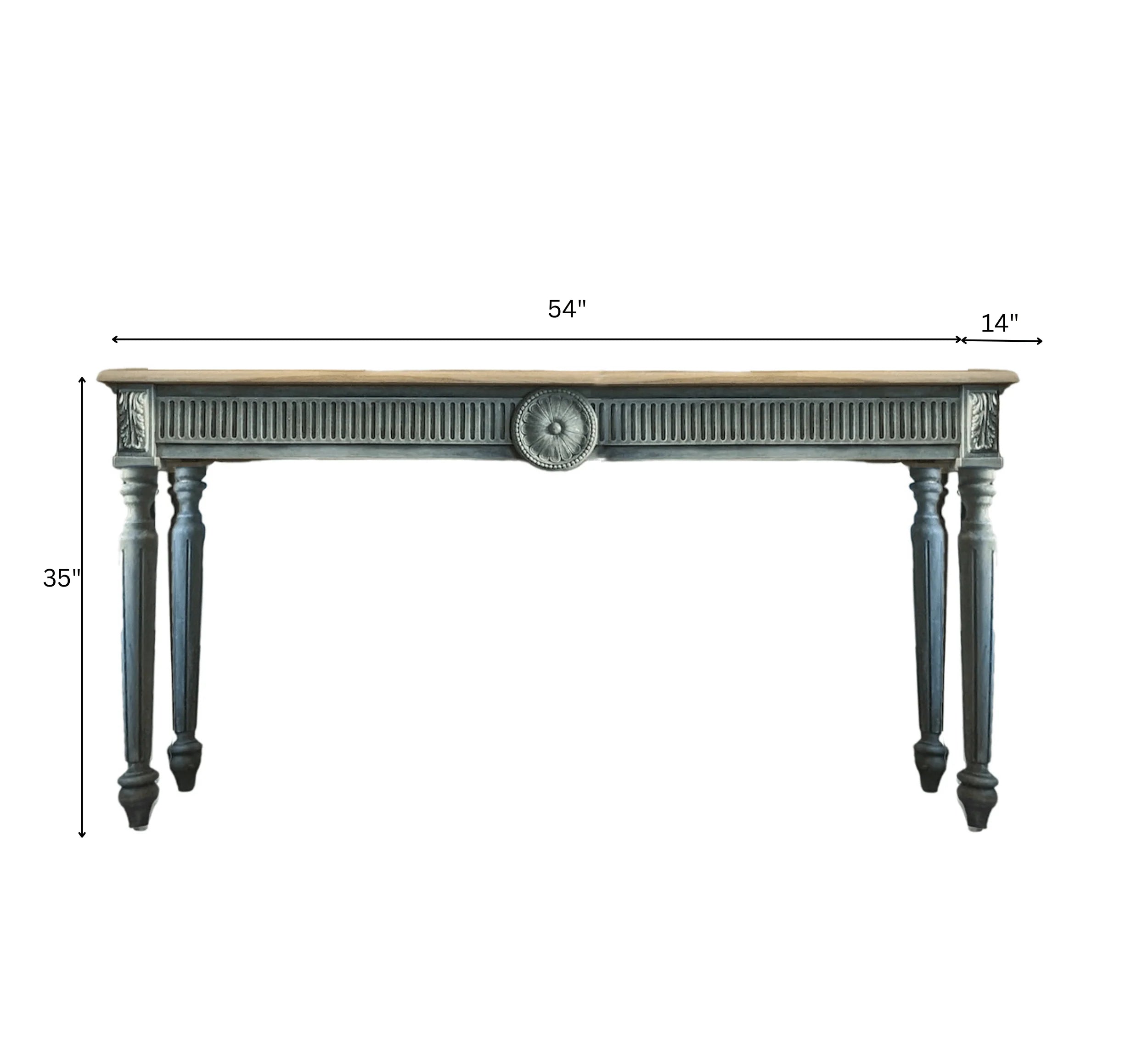 Farmhouse Blue Solid Mango Wood Console Table – Handcrafted Large Entryway Accent by Living Furn India
