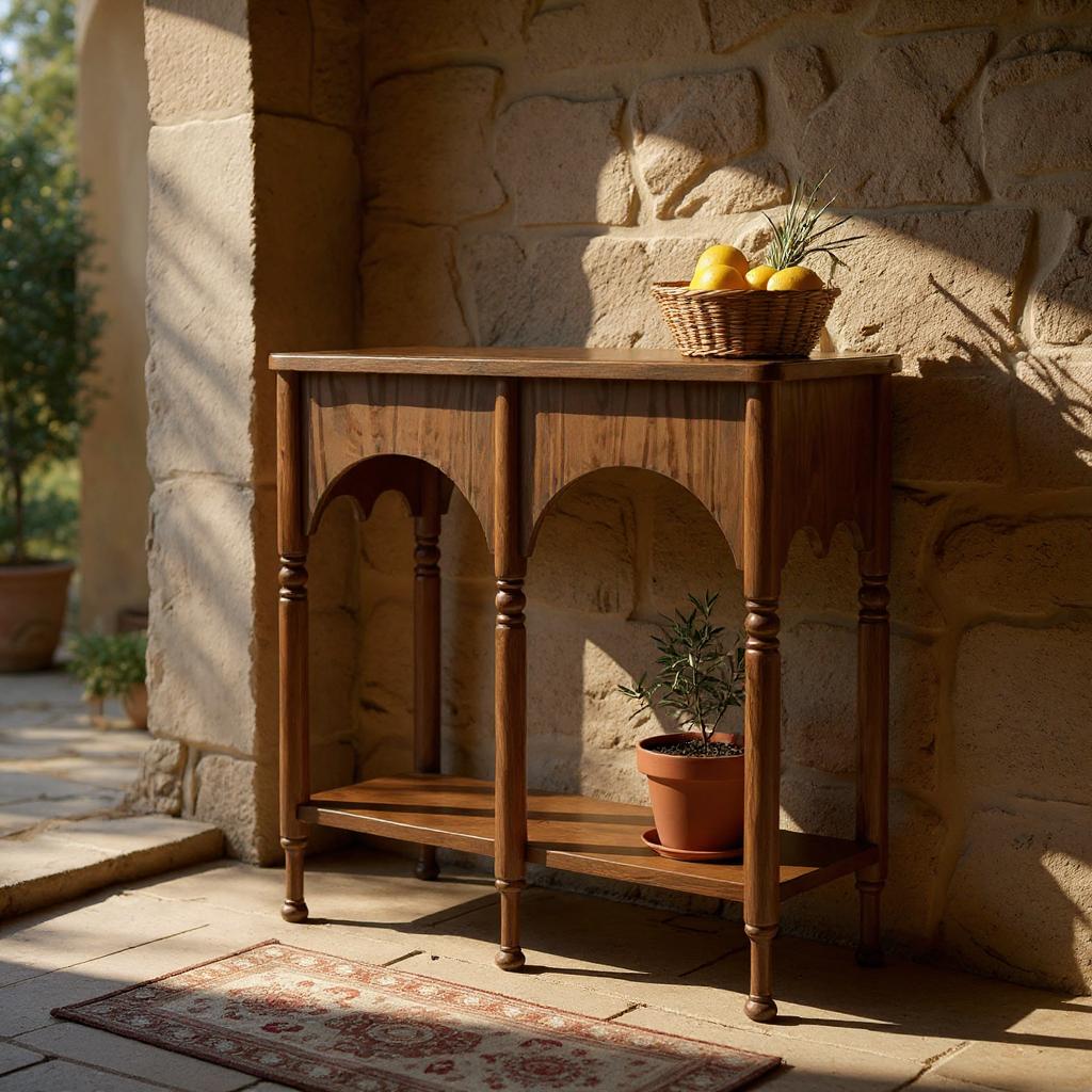 Elevare Chestnut Solid Mango Wood Console Table – Handcrafted Hallway Accent by Living Furn India
