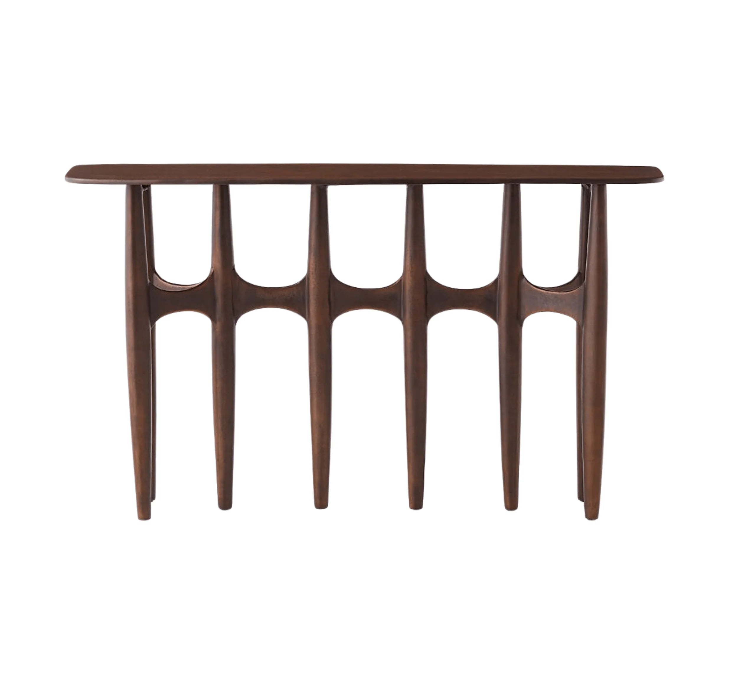 UrbanMoss Solid Mango Wood Console Table – Dark Walnut Finish, Handcrafted by Living Furn India