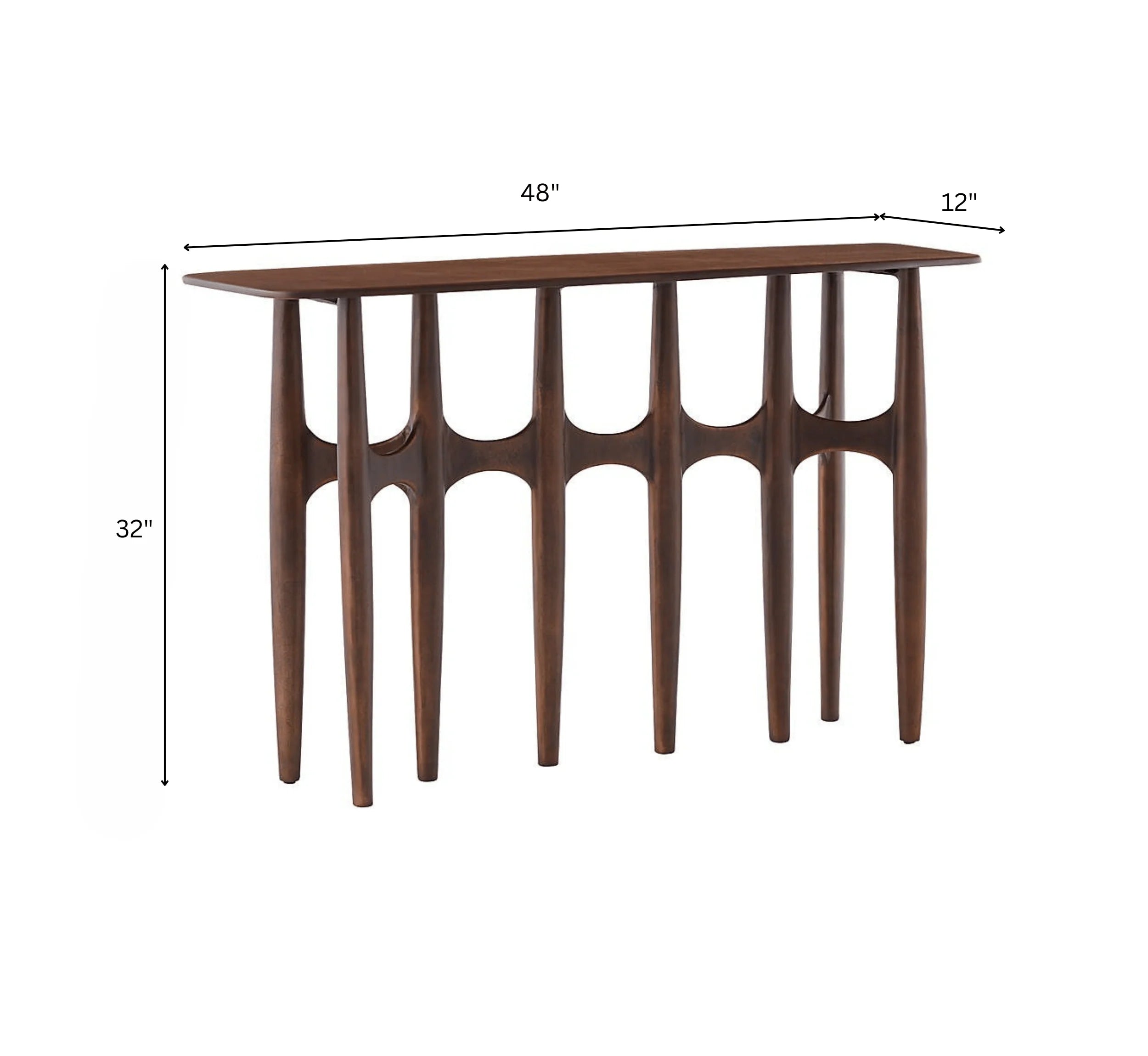 UrbanMoss Solid Mango Wood Console Table – Dark Walnut Finish, Handcrafted by Living Furn India