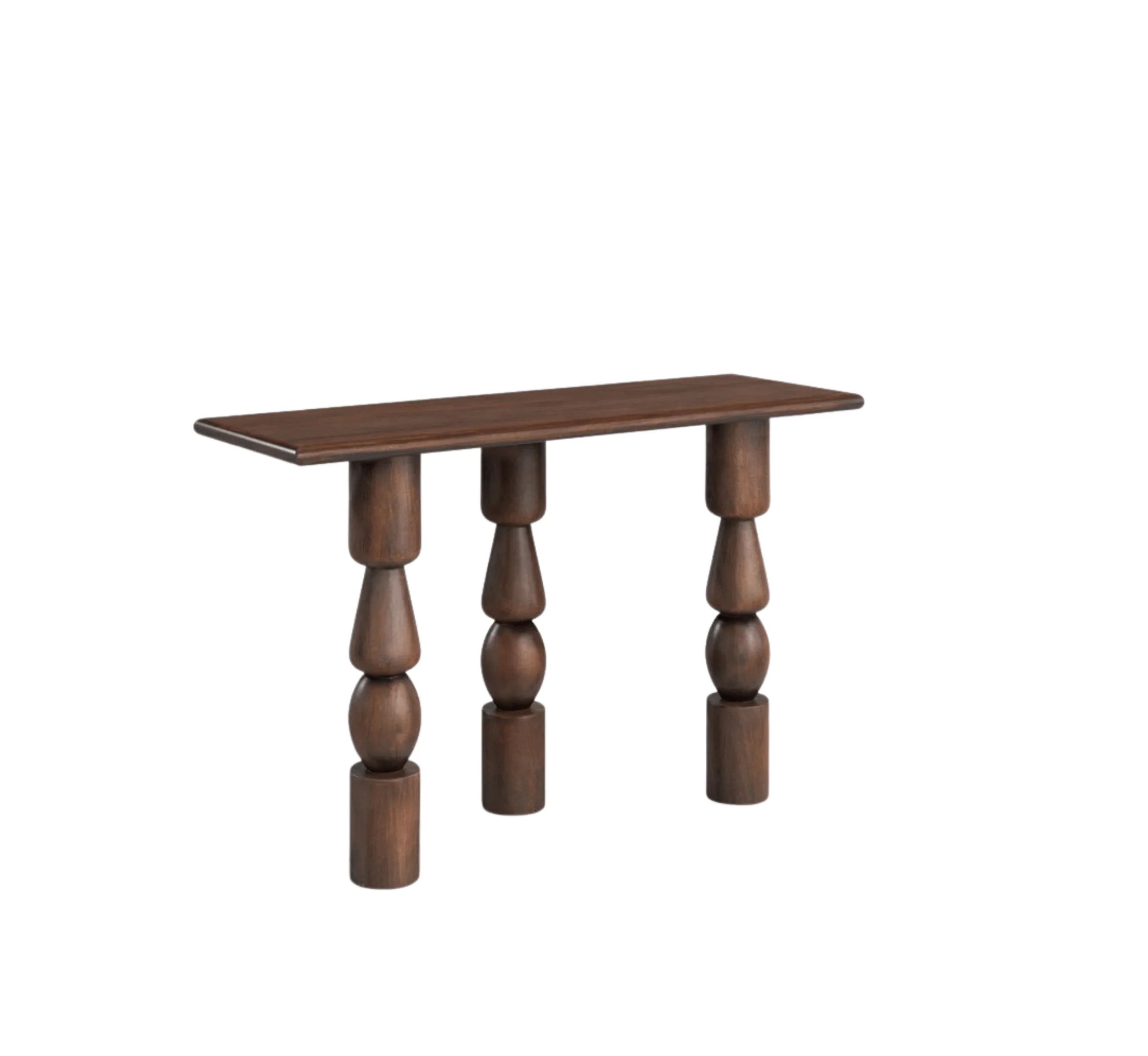 VerveLine Solid Mango Wood Console Table – Chestnut Finish, Handcrafted Entryway Accent by Living Furn India
