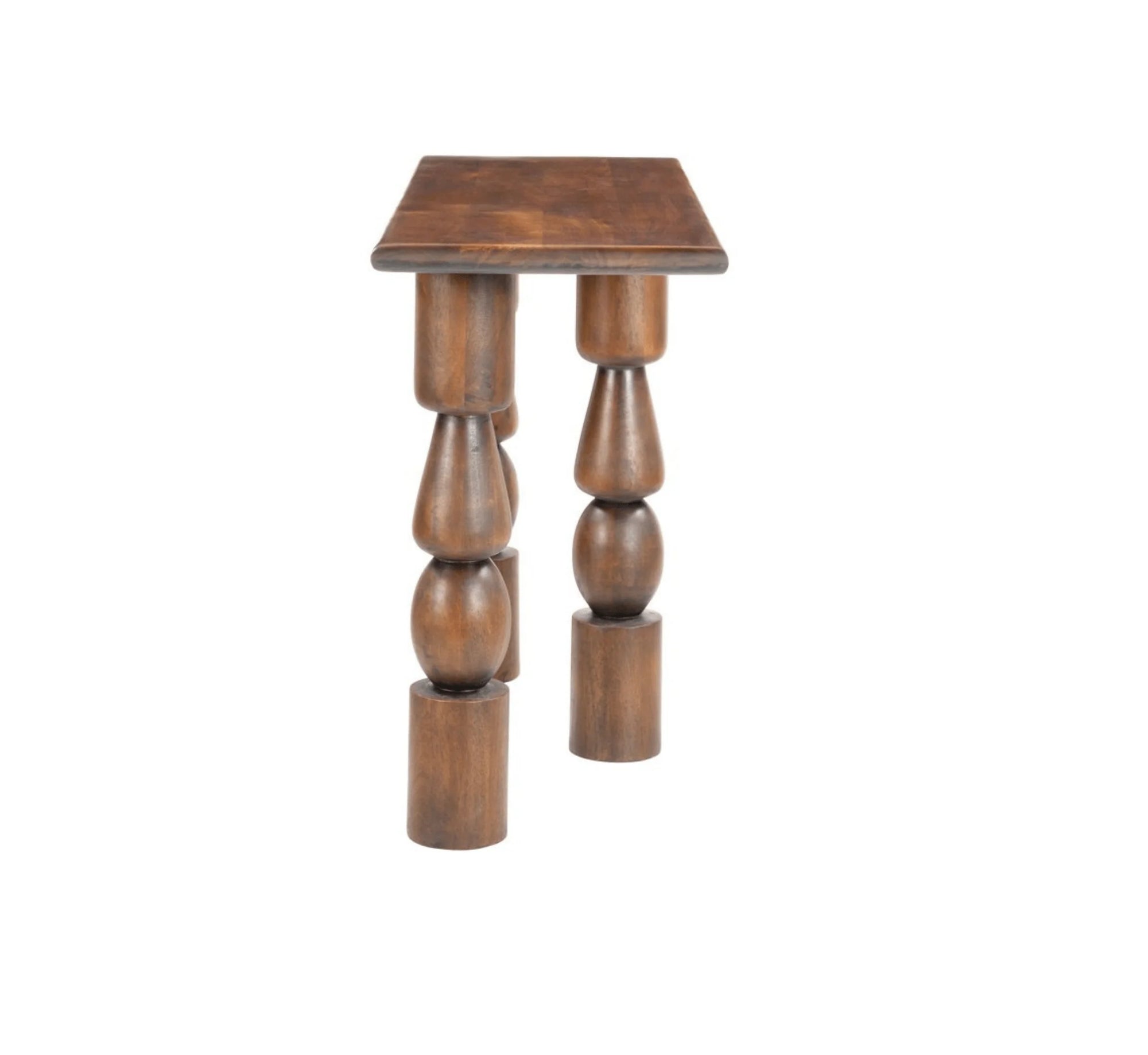 VerveLine Solid Mango Wood Console Table – Chestnut Finish, Handcrafted Entryway Accent by Living Furn India