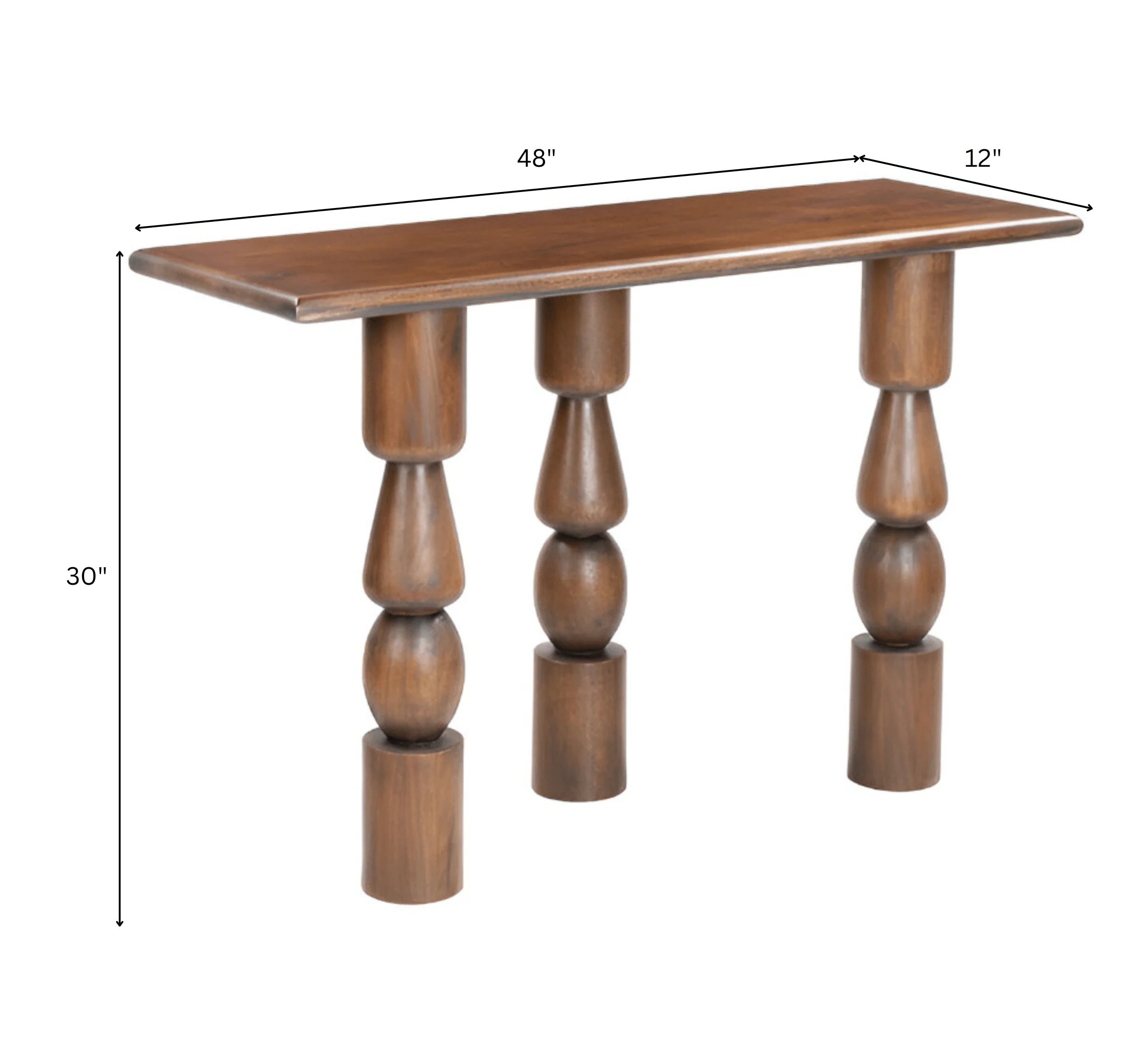 VerveLine Solid Mango Wood Console Table – Chestnut Finish, Handcrafted Entryway Accent by Living Furn India