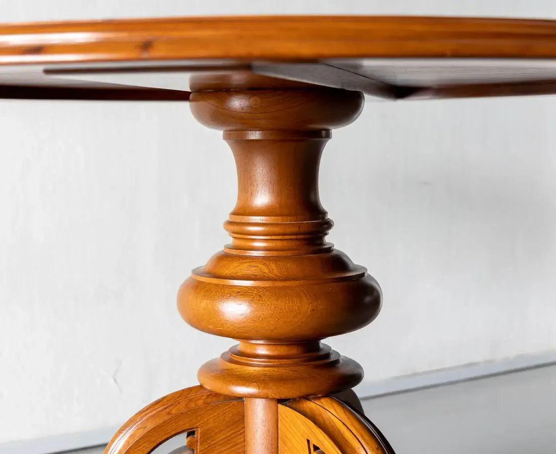 Rattan Round Dining Set – Handcrafted Solid Mango Wood, All Sizes by Living Furn India