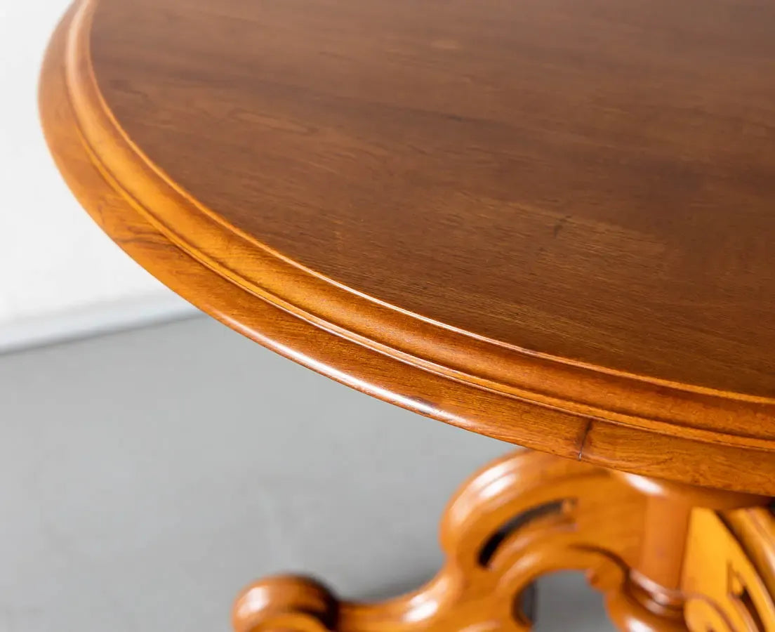 Rattan Round Dining Set – Handcrafted Solid Mango Wood, All Sizes by Living Furn India