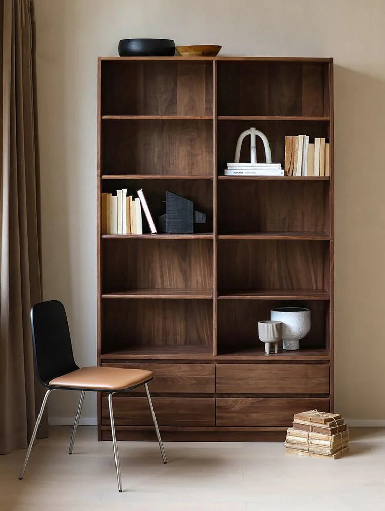The Royal Scholar Bookcase | Handcrafted Walnut Finish Bookshelf | 120x35x200 cm