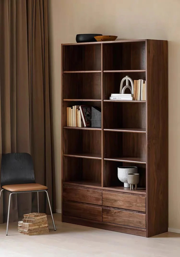 The Royal Scholar Bookcase | Handcrafted Walnut Finish Bookshelf | 120x35x200 cm