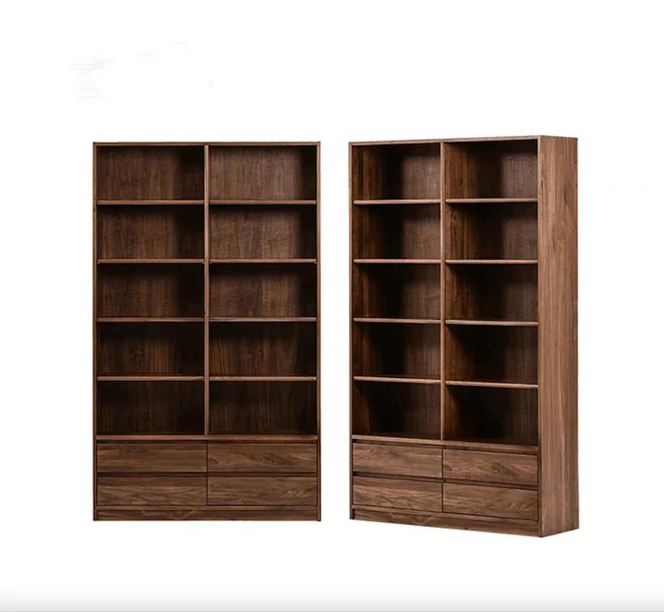 The Royal Scholar Bookcase | Handcrafted Walnut Finish Bookshelf | 120x35x200 cm