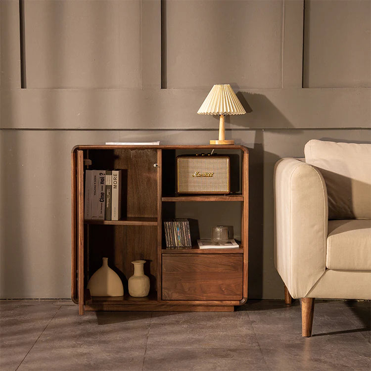The Jaipur Alcove Cabinet | Handcrafted Walnut Finish Storage Unit | 85x30x80 cm