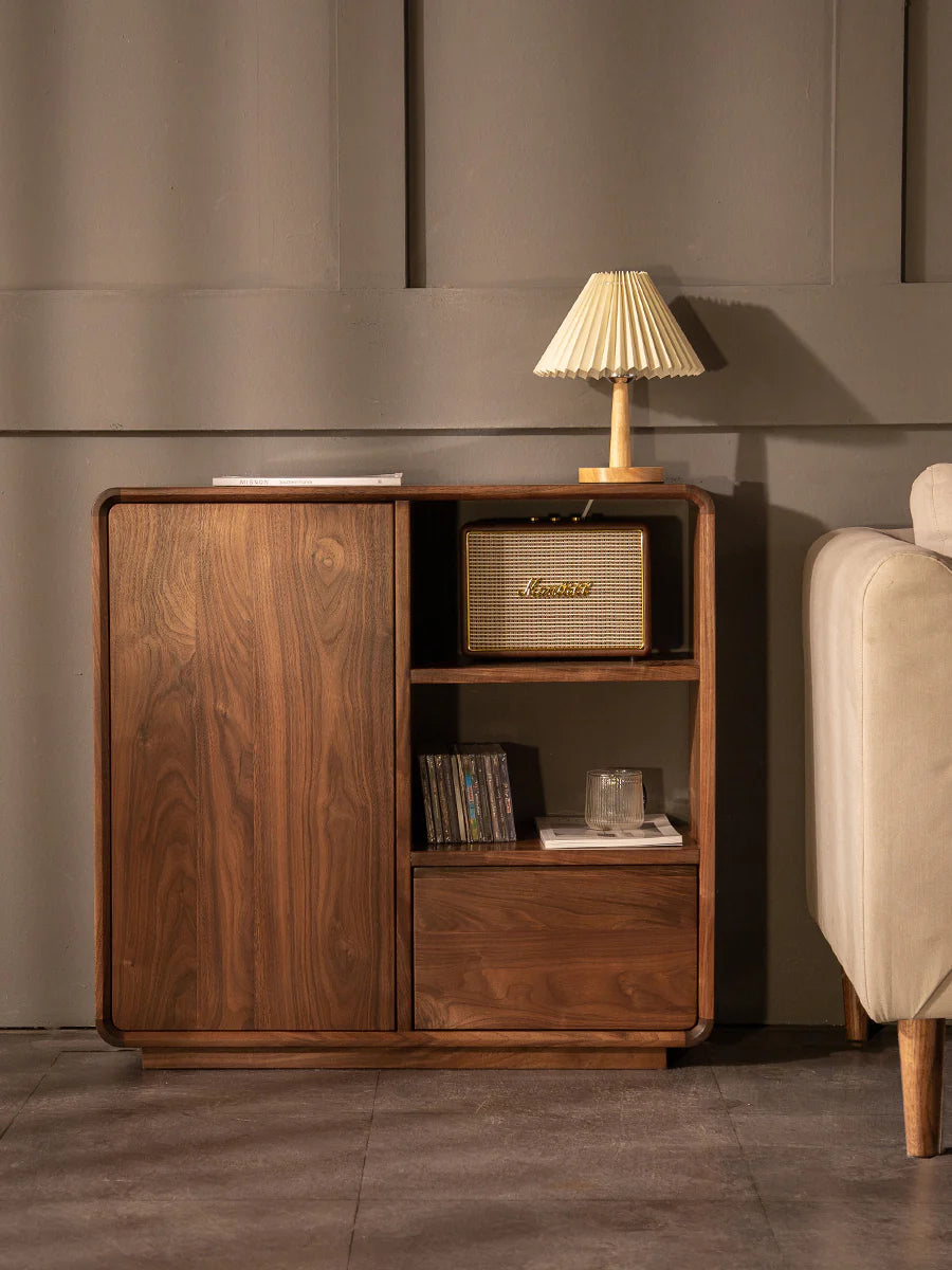 The Jaipur Alcove Cabinet | Handcrafted Walnut Finish Storage Unit | 85x30x80 cm