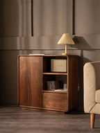 The Jaipur Alcove Cabinet | Handcrafted Walnut Finish Storage Unit | 85x30x80 cm