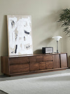 The Royal Media Retreat | Handcrafted Walnut Finish TV Stand | 2-Door 8-Drawer | Multi-Size
