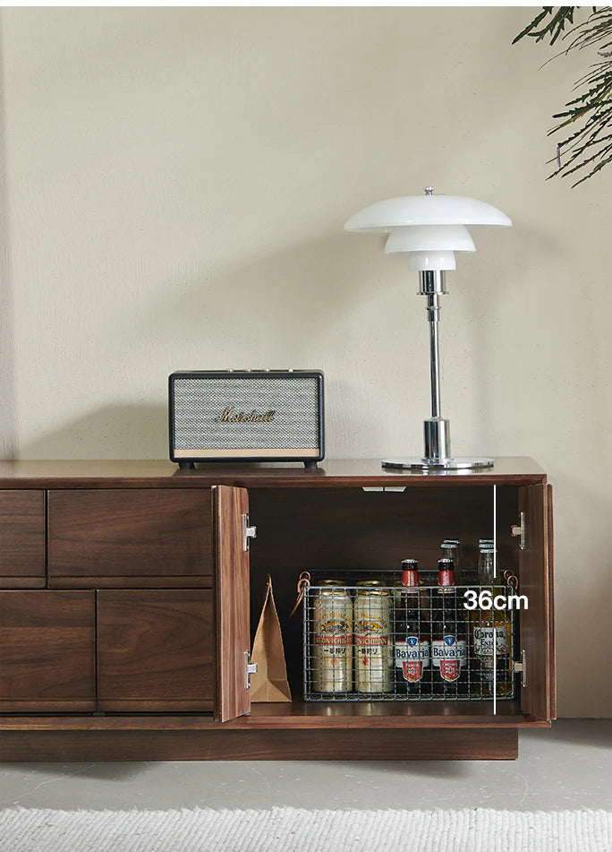 The Royal Media Retreat | Handcrafted Walnut Finish TV Stand | 2-Door 8-Drawer | Multi-Size