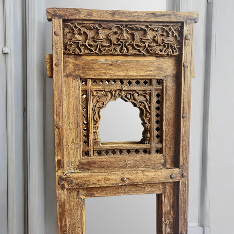 Old Hand Carved Window Mirror Frame