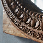 Antique Hand-Carved Wooden Oval Mirror