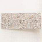 "Single whitewashed wood panel hung vertically as boho wall decor"

