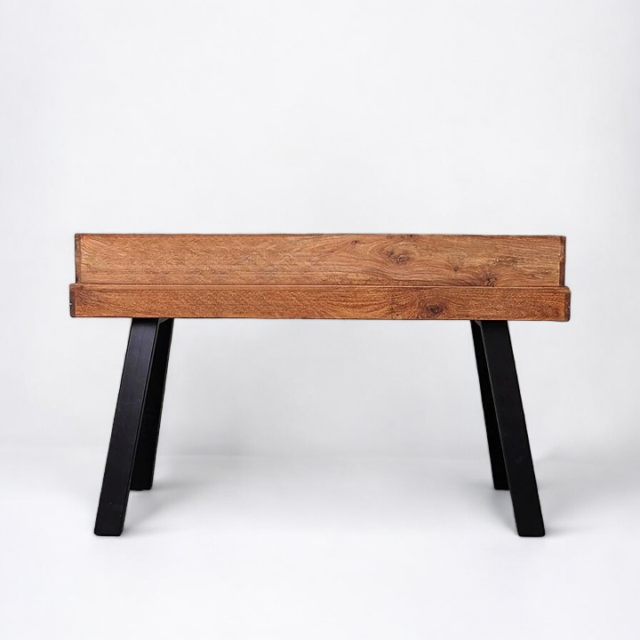 Maple Study table Solid Wood & Metal