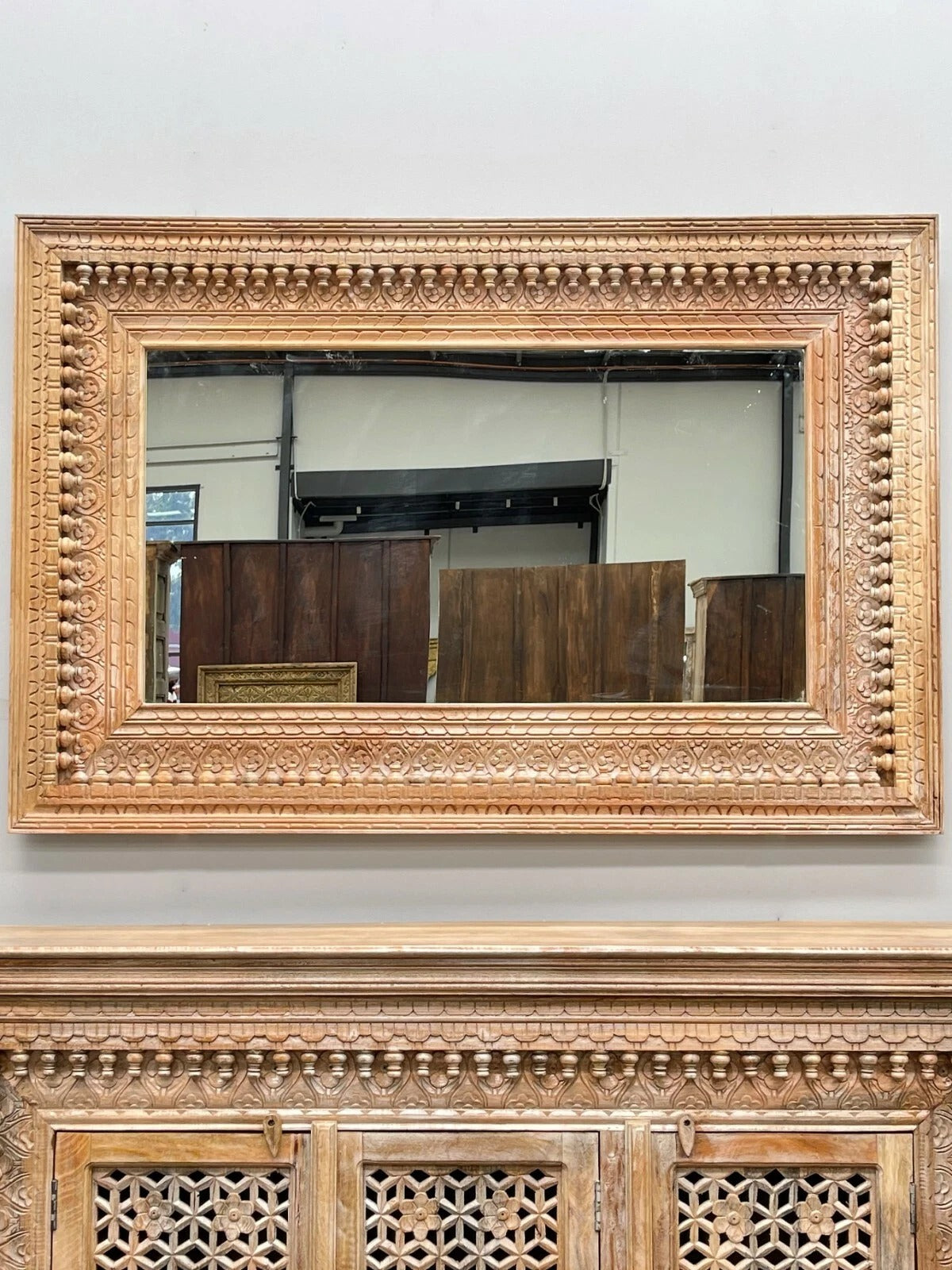 Elegance Revived Horizontal Mirror Antique Wooden Frame | Wall Decor Elegance