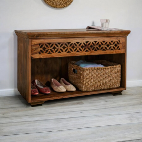 Natural Hand Carved Shoe Rack