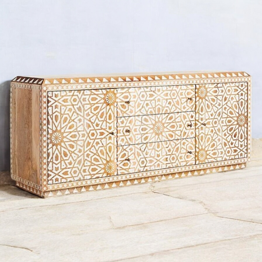 Wooden Resin Cabinet in Floral Pattern