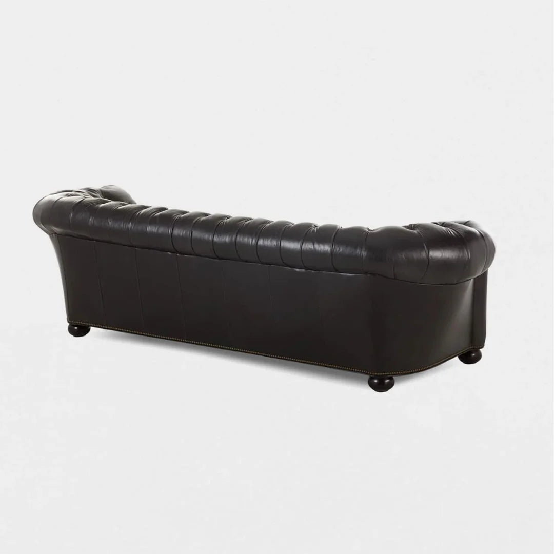 Bristol Noir Luxe Leather 3-Seater Sofa – Handcrafted Comfort by Living Furn India