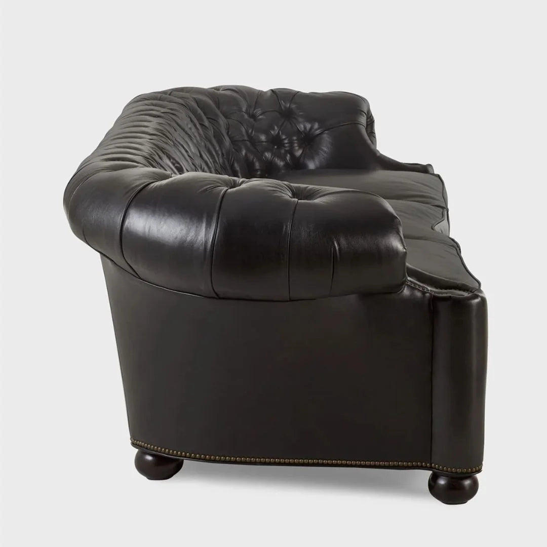 Bristol Noir Luxe Leather 3-Seater Sofa – Handcrafted Comfort by Living Furn India