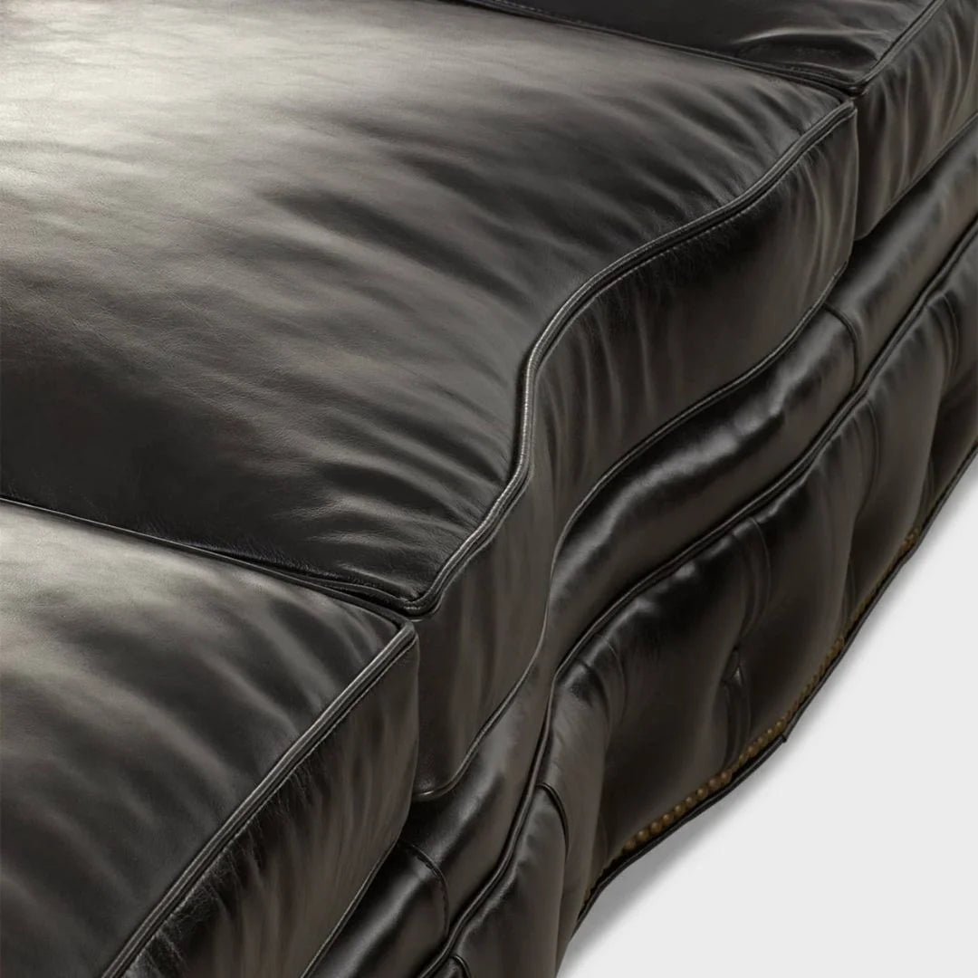 Bristol Noir Luxe Leather 3-Seater Sofa – Handcrafted Comfort by Living Furn India