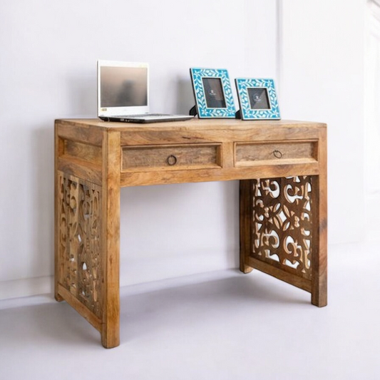 Two Drawer Carving Solid Wood Study Table