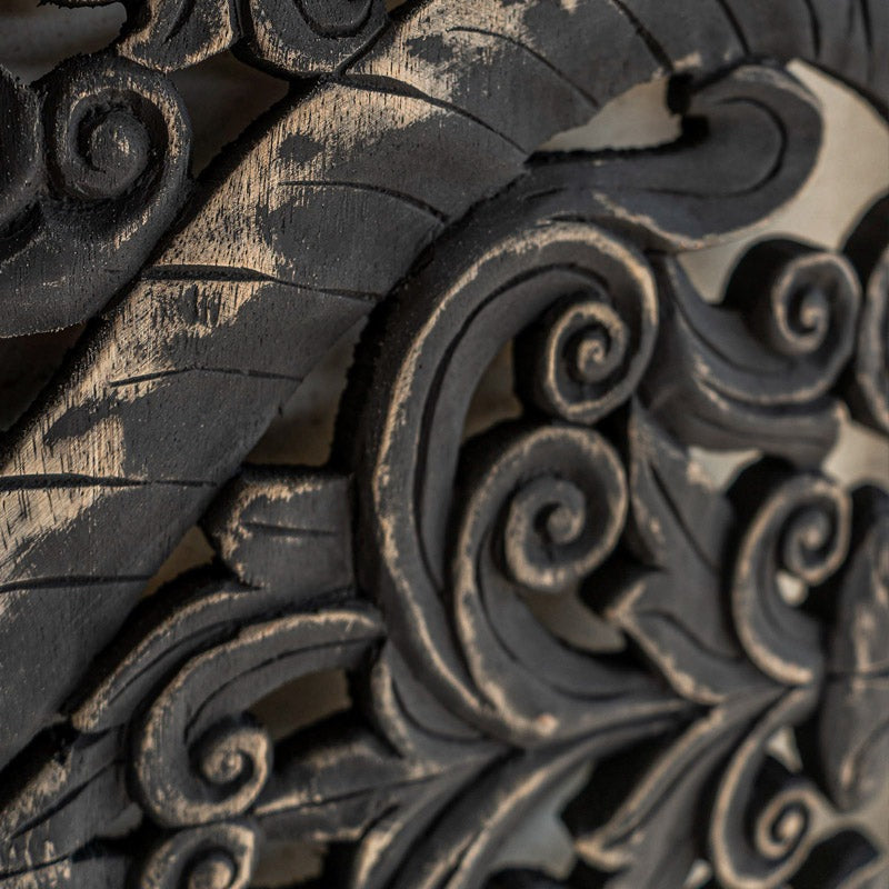 Handcrafted Wooden Mandala Wall Panel | 203x168 cm Mango Wood Bed Headboard | Carved Wood Wall Art for Bedroom & Living Room