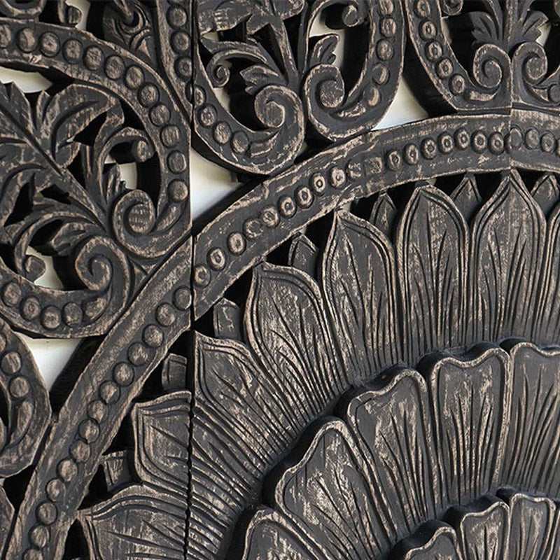 Black Distressed Wood Wall Art | Handcrafted Statement Panel