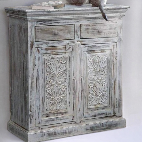 Grey Wash Cabinet Solid Wood