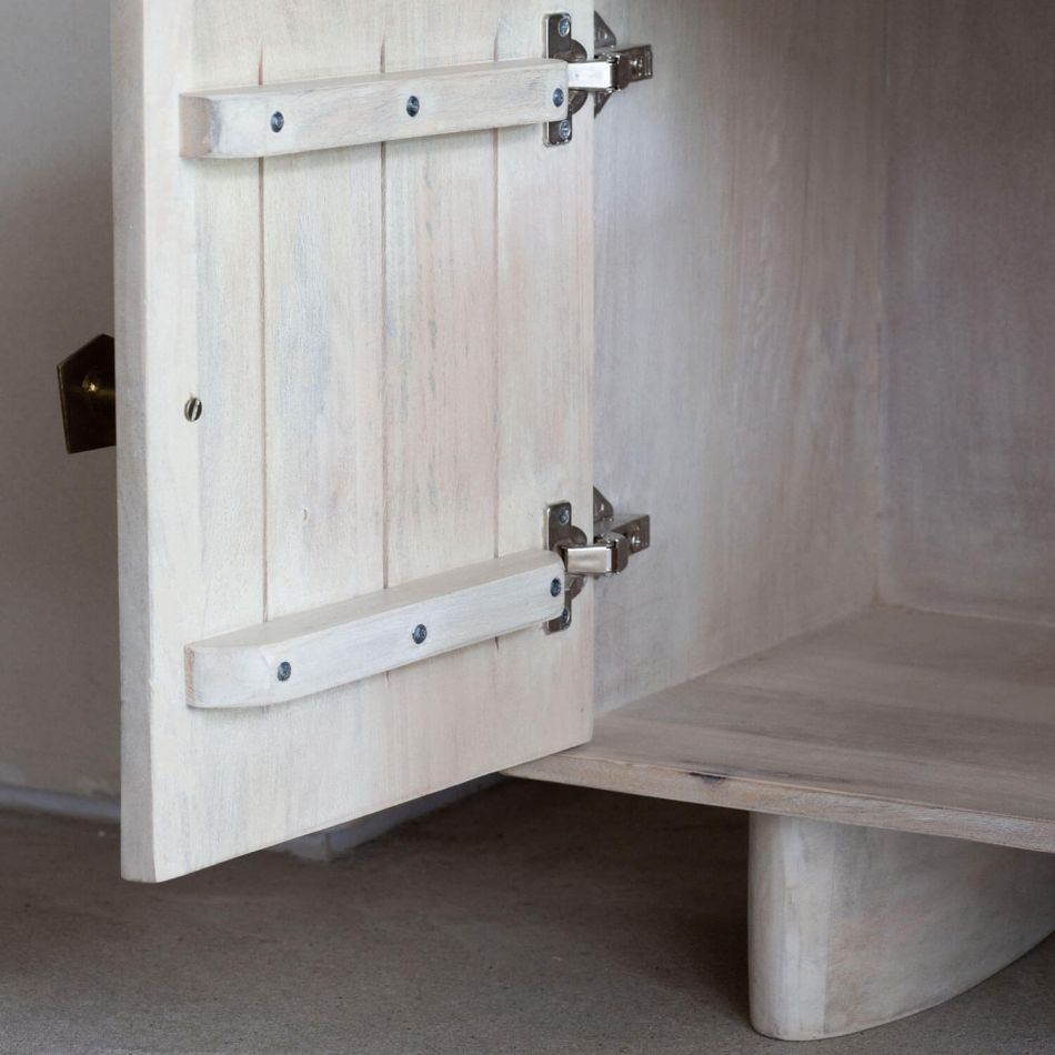 Artisan Fluted Wood TV Unit with Storage | Modern Media Console | Natural Finish Entertainment Center | Living Furn India