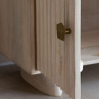 Artisan Fluted Wood TV Unit with Storage | Modern Media Console | Natural Finish Entertainment Center | Living Furn India