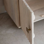 Artisan Fluted Wood TV Unit with Storage | Modern Media Console | Natural Finish Entertainment Center | Living Furn India
